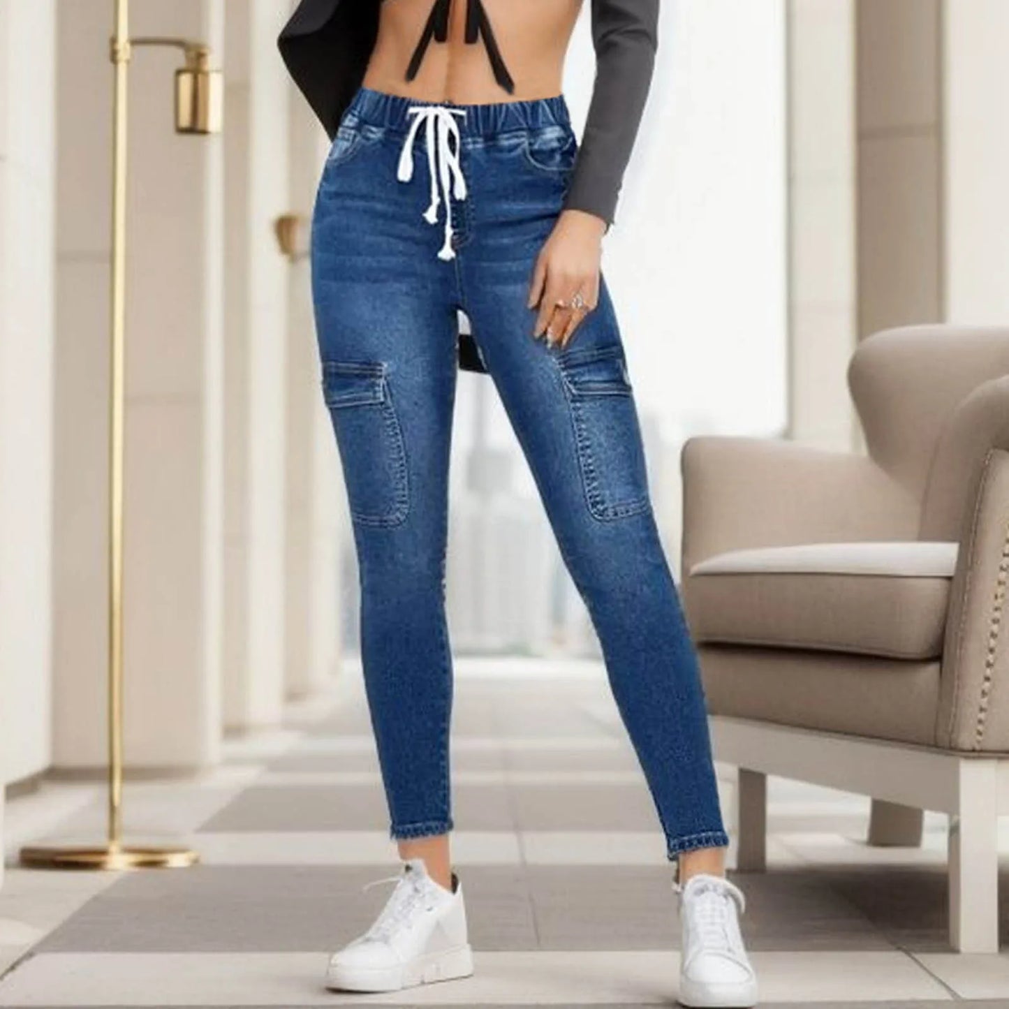 Elastic Skinny Jeans Slim Fit Pants For Women  Fashion Denim Pants Trousers