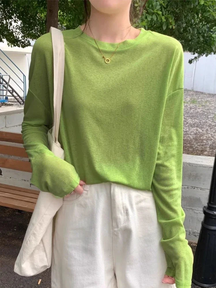 High Quality Plain T Shirt Sweater Women Elastic Basic T-shirts Female Casual Tops Long Sleeve Sexy Thin T-shirt