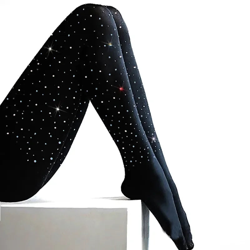 Tights with Rhinestone Pantyhose Thermal Gymnastics Training Leggings