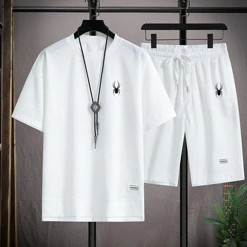 Men's short sleeved T-shirt and sports shorts set casual sportswear fashion summer