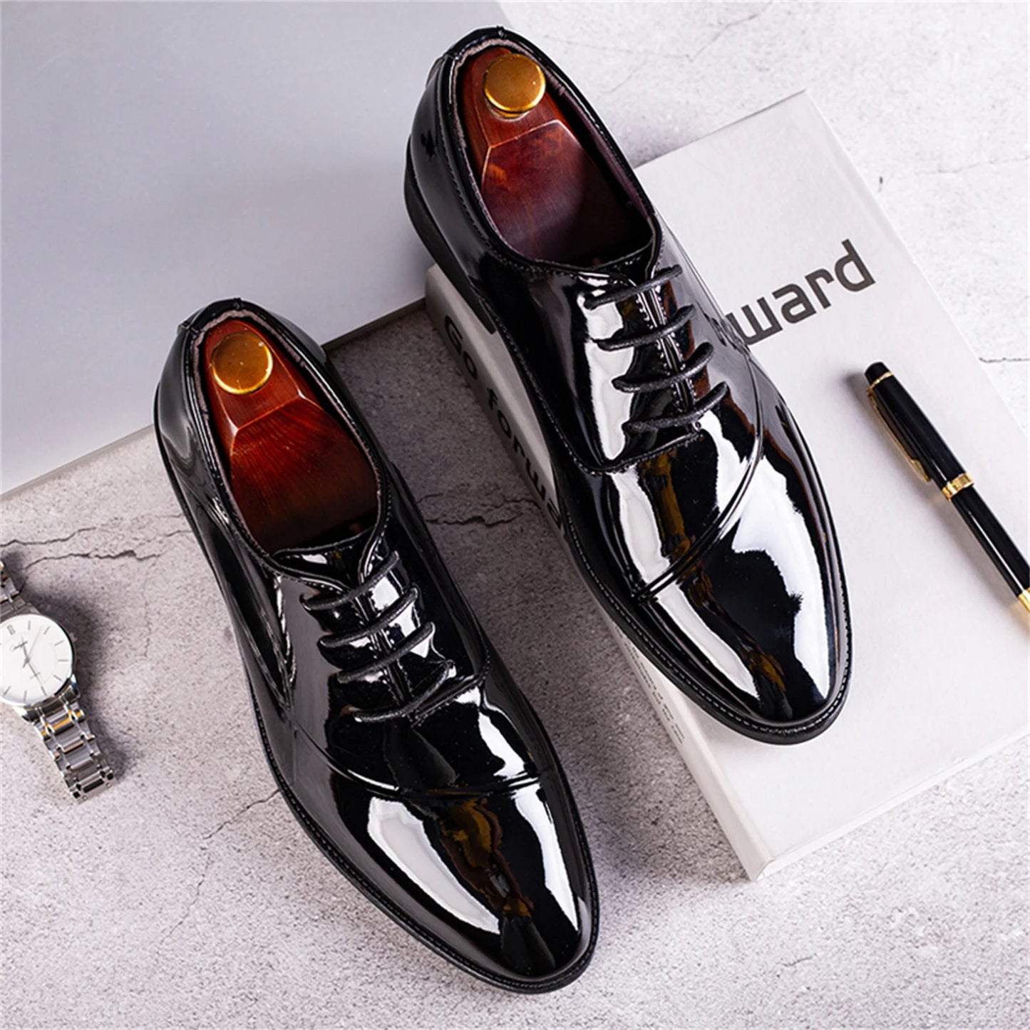 Men's Dress Shoes Classic Modern Formal Business Oxford Comfortable Tuxedo Casual Lace Up Derbys Shoes For Men