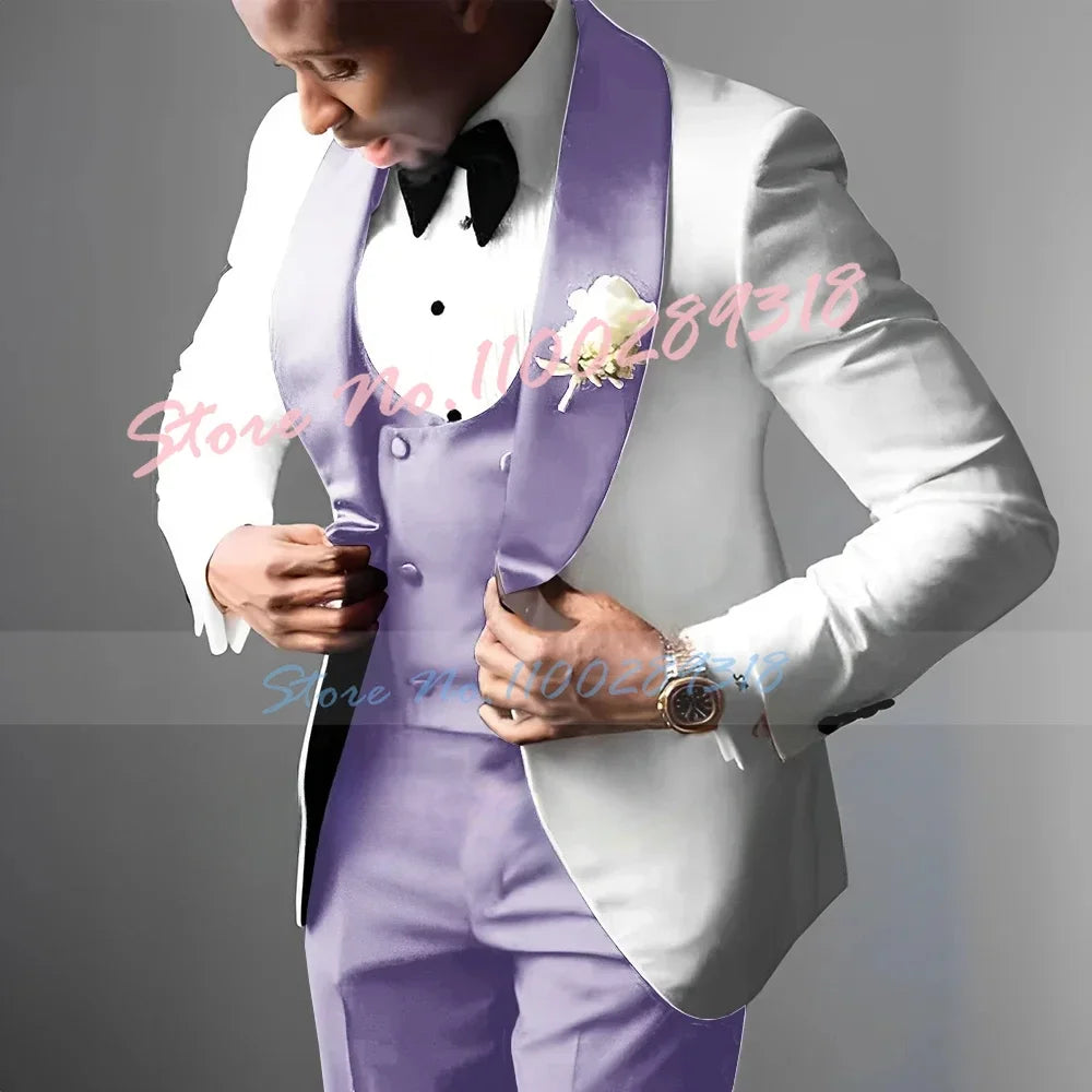 Men's Wedding Tuxedo Elegant Men's Suit Jacket Pants Vest 3-piece Set Wedding Suits for Men