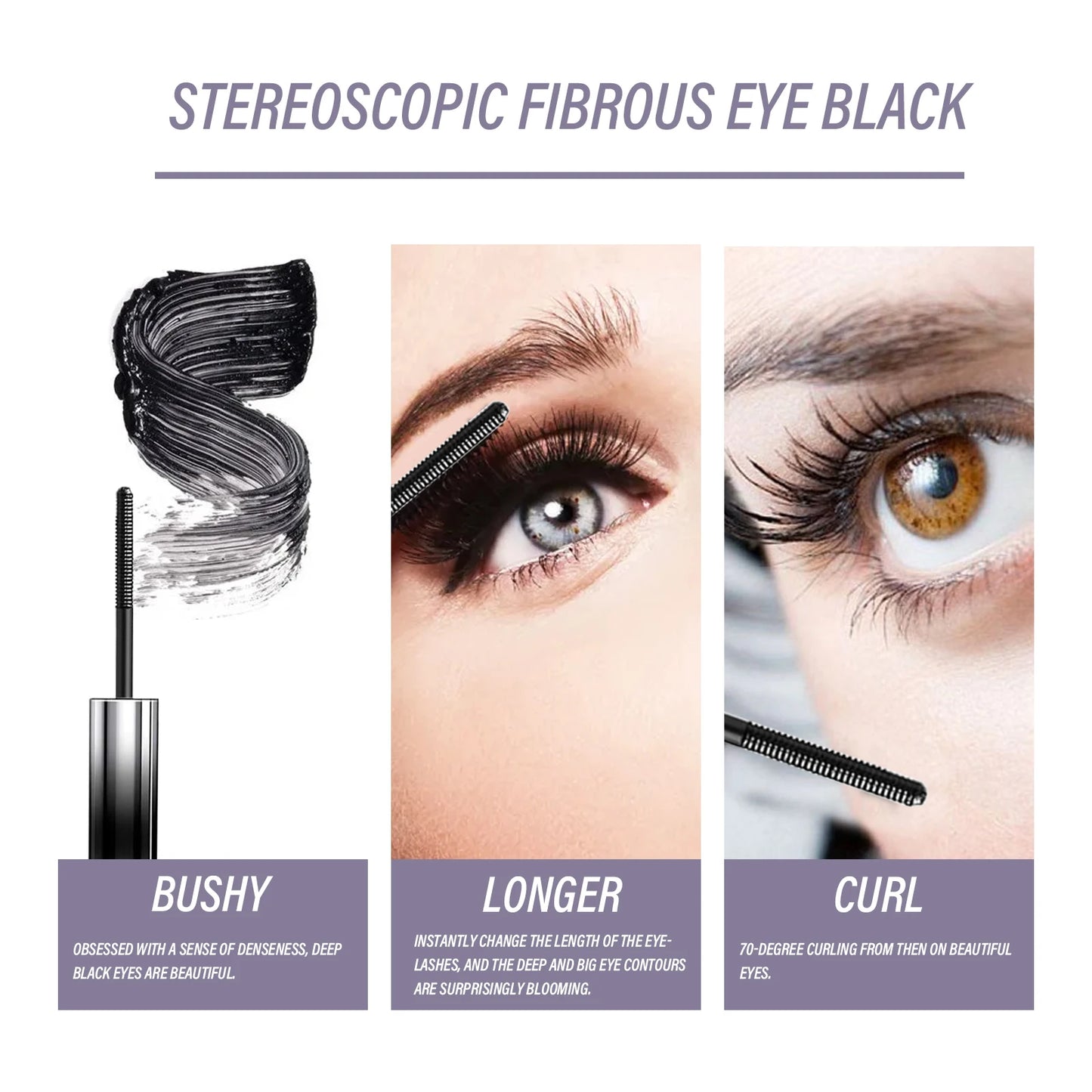 Waterproof Mascara Lengthening Black Lash Eyelash  Long-wearing Black Color Mascara