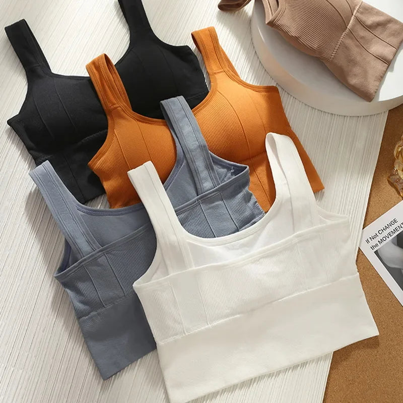 Tank Top Casual Ribbed Crop Tops  Yoga Seamless Camisole