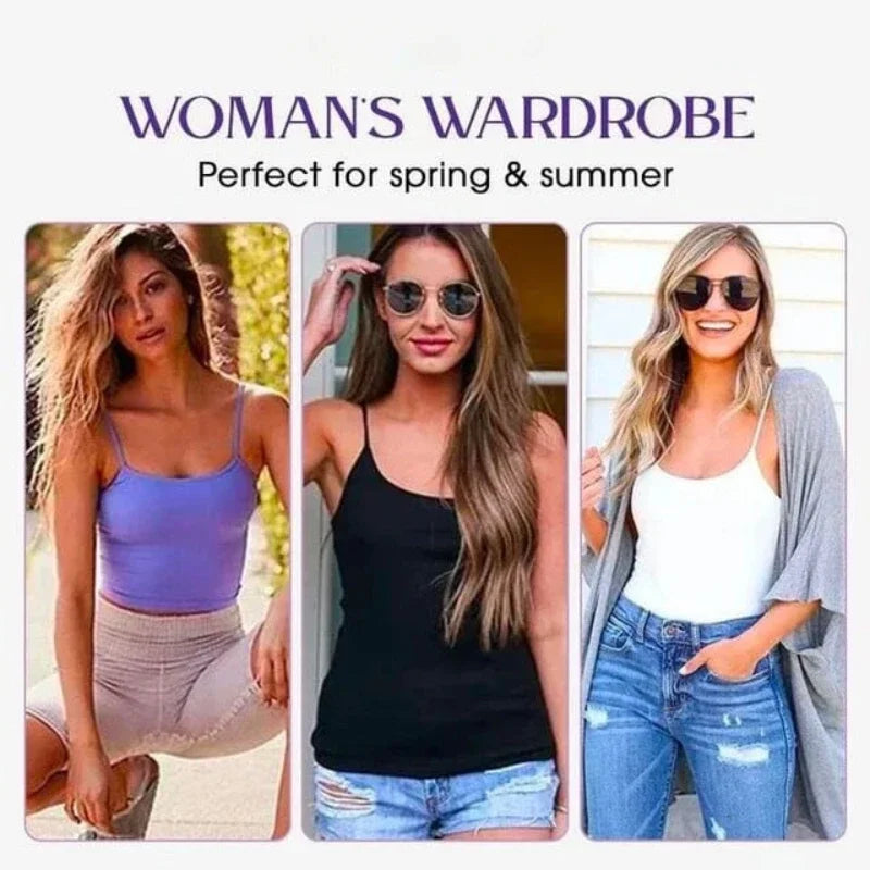Sexy Women Tops Solid Padded Bra Spaghetti Camisole Top Women Vest Women Camisole with Built in Bra Cami Top Vest Tank Top
