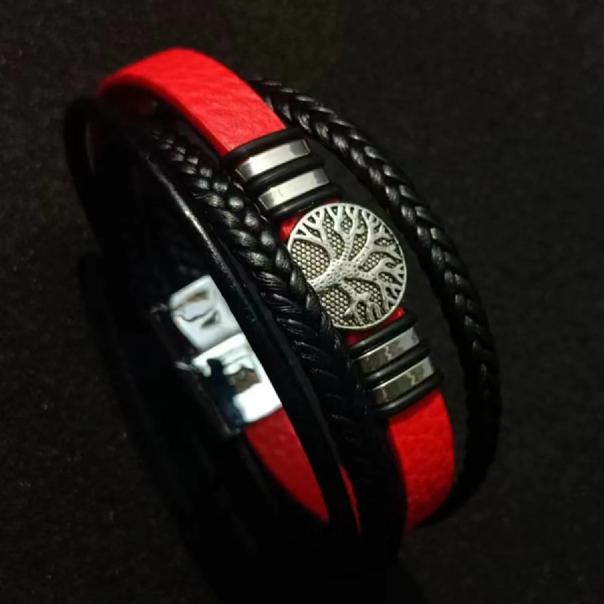 Tree Male Unique Design Trendy Vintage Cuff Men Bracelets PU Leather Bracelets Bangles for Men Jewelry