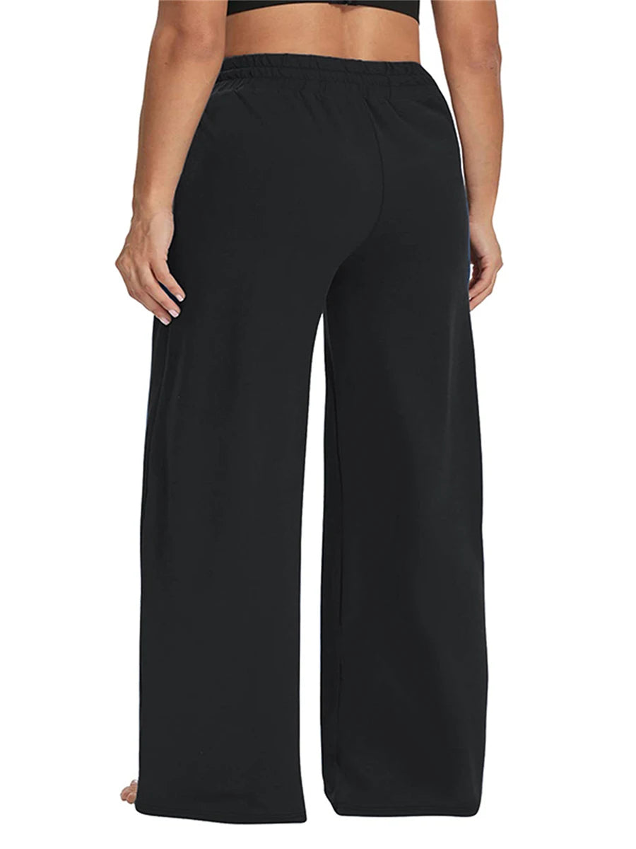 Women s Casual Loose Fit Wide Leg Pants with Elastic Waistband and Pockets
