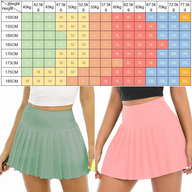 High Waist Pleated Tennis Skirts  Golf Sports Skirt Fitness Shorts Quick Dry Workout Running Skorts