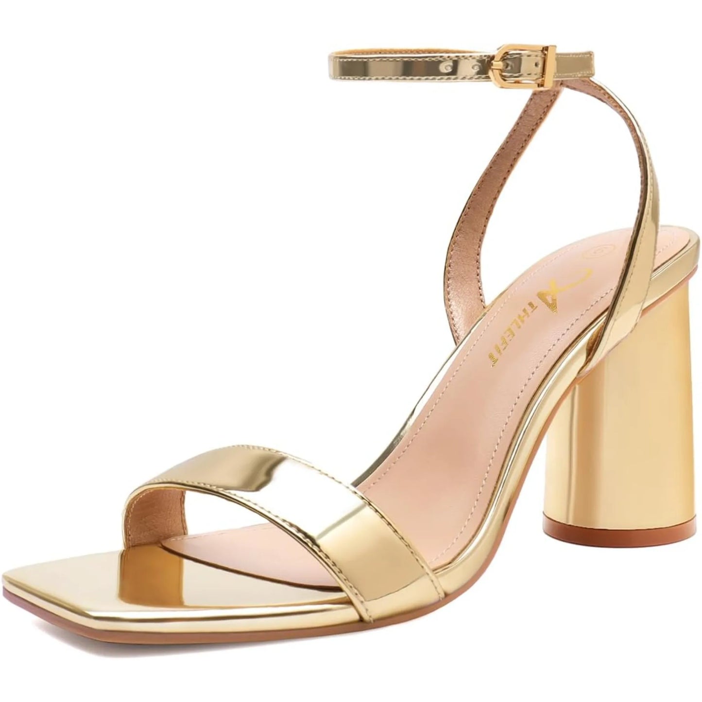 Strappy Chunky Block Heels Fashion Square Open Toe Heeled Sandals Ankle Strap