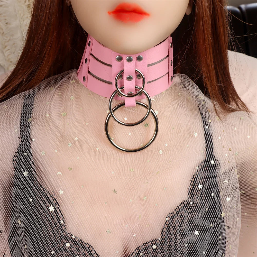 Punk Rock Gothic Collar Choker Sexy PU Leather O-Ring Women Collar Choker Necklace Body Accessories