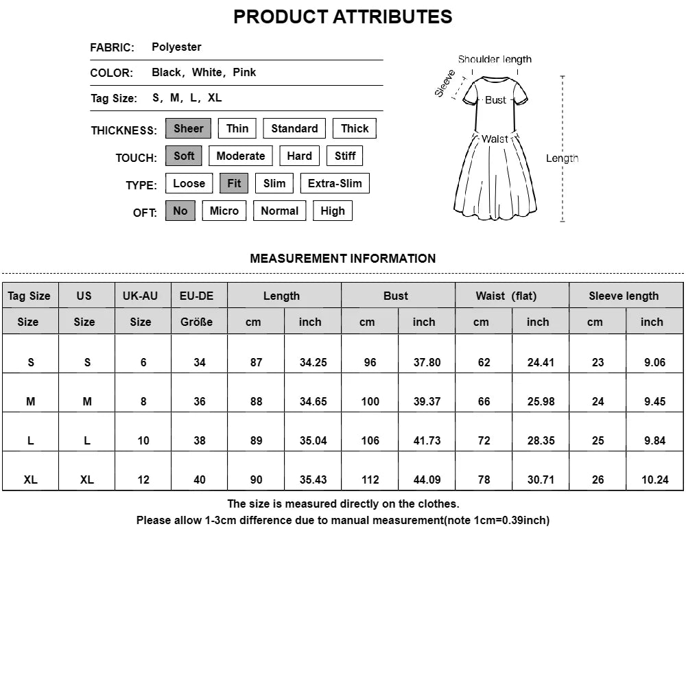 Chiffon Short Sleeve Slim Fit  Vintage Dress