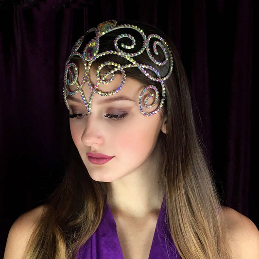 Gorgeous Belly Dance Headpiece  Hair Jewelry Colorful Rhinestone Head Chain