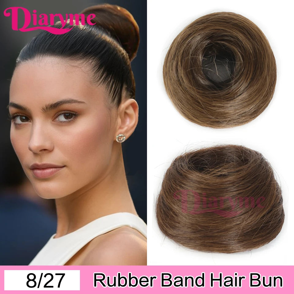 Synthetic Hair Bun Woman Straight Updo hair tie Elastic Rubber Band Chignon Hairpiece Extensions Hair Bands Natural Hairpiece