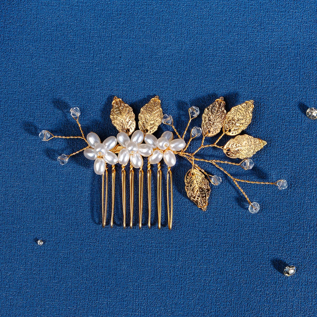 Golden Luxury Pearl Hair Comb Classic Jewelry Crystal Side Bangs Hair Clip For Women Elegant Headpieces
