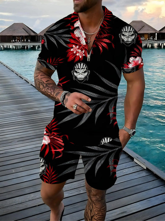 Men's Golf Suits Polo Shirts Shorts 2pcs Sets Rugby Casual Short Sleeve Stand Collar Tracksuit Men Clothing