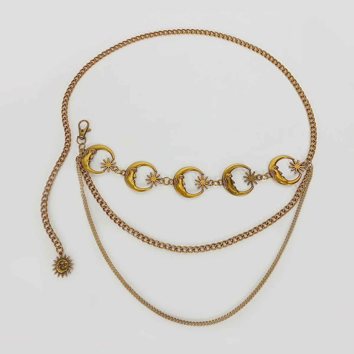 Tassel Waist Gold Chain Belt Accessory  Metal Sun  Moon Belts For Women High Quality Luxury Waistband