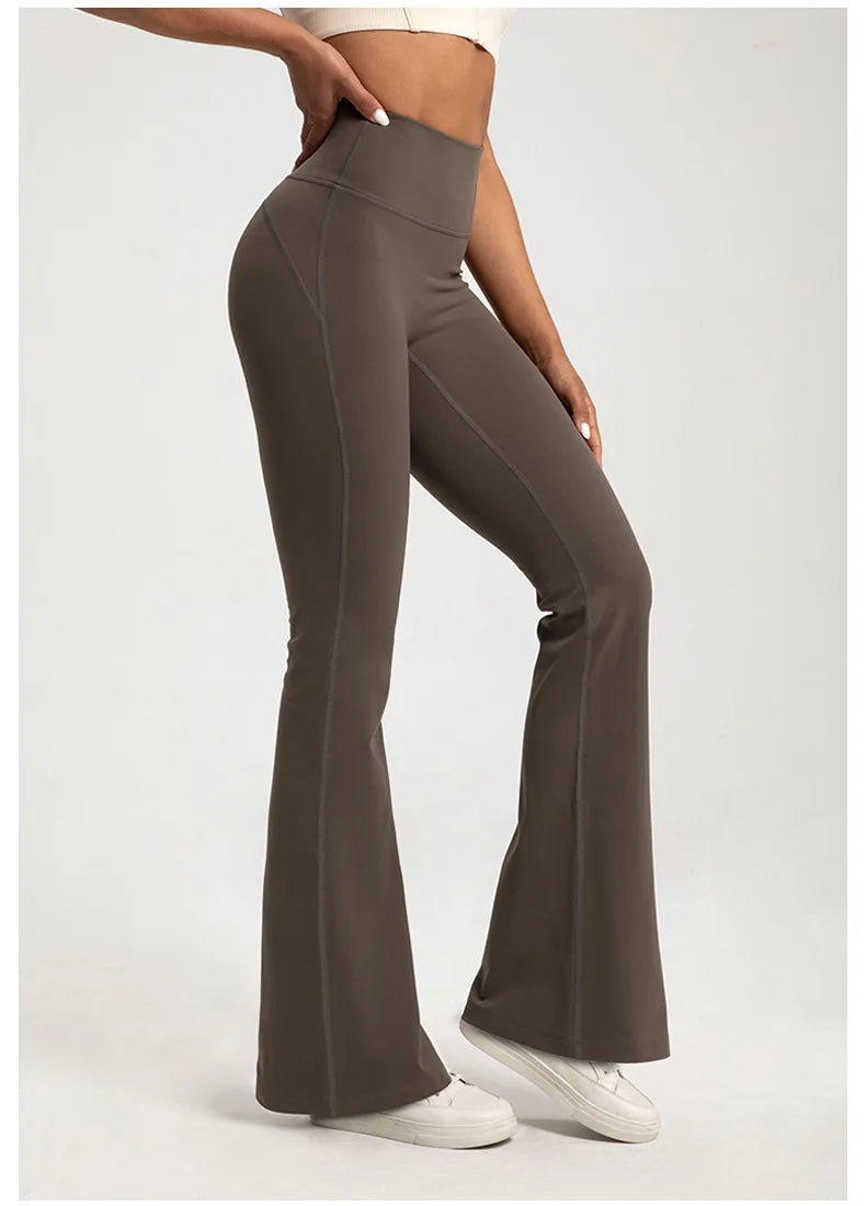 High Waisted Waist Cinching Hip Lifting Fitness Exercise Elastic Bell Bottom Pants Women Casual Outdoor Running Yoga Pants