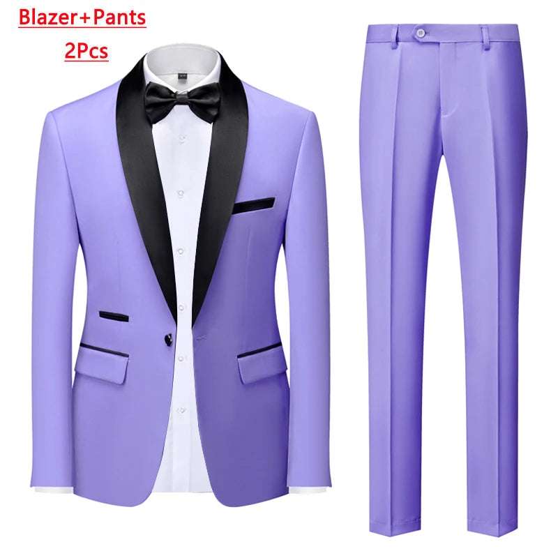 Men's Casual Business Have Smoking Suit High End Brand Boutique Fashion Blazer Vest Pants Groom Wedding Dress Party Suit