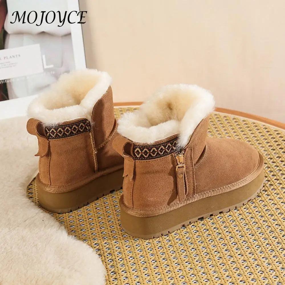 Snow Boots Faux Fur Lining Ankle Booties Anti-Slip Short Boots for Indoor Outdoor