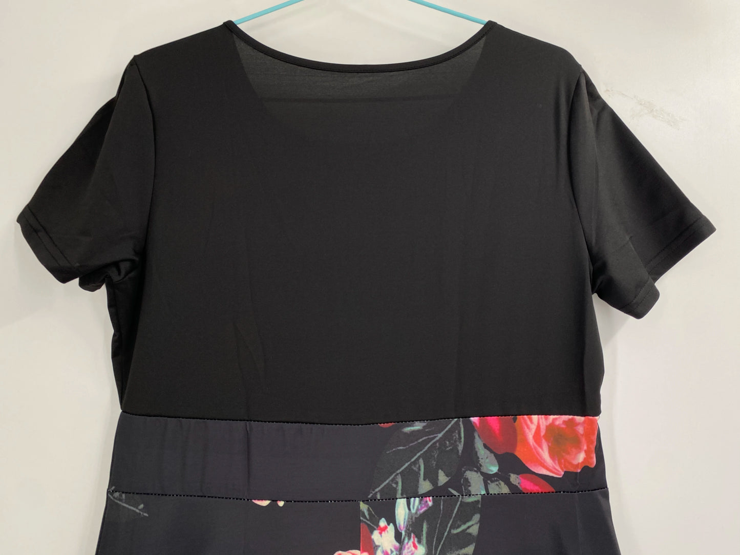Floral Print Seam Dress Round Neck Short-sleeved