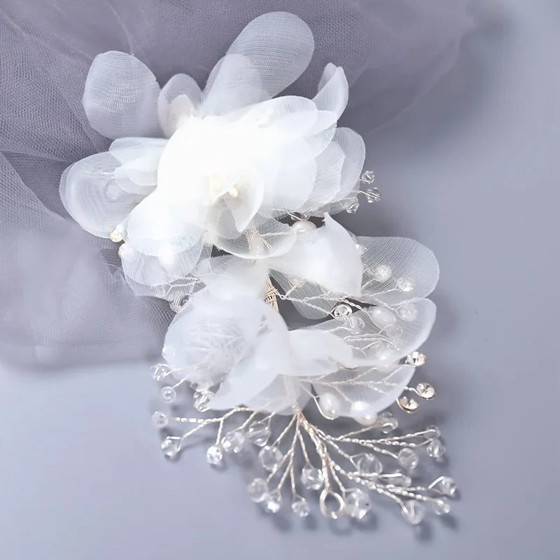 Trendy Silver Color Crystal Flower Hair Clips Hairpin For Women Bride Handmade Bridal Wedding Hair Accessories Jewelry Headpiece