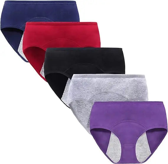 5Pcs Women Protective Cotton Menstrual Period Panties Teens Breathable Leakproof Briefs Women Postpartum Underwear
