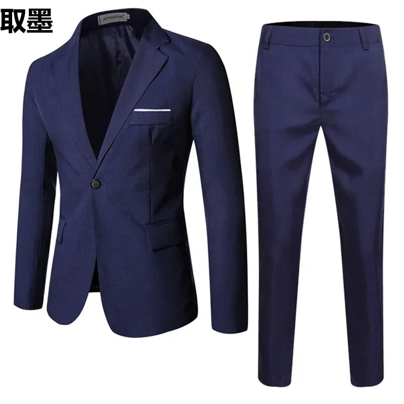 Fashionable Spring Autumn Western-style Suit For Men Casual  Popular Leisure  2-piece Set