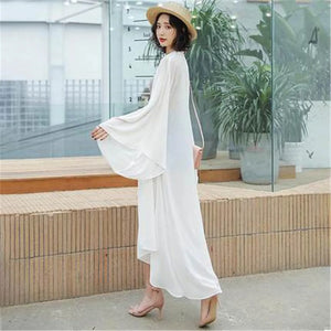 Summer Sun Protection Clothing Women Long Chiffon Cardigan Solid Color Ladies Shawl Female Cardigans Women Loose Thin Coats