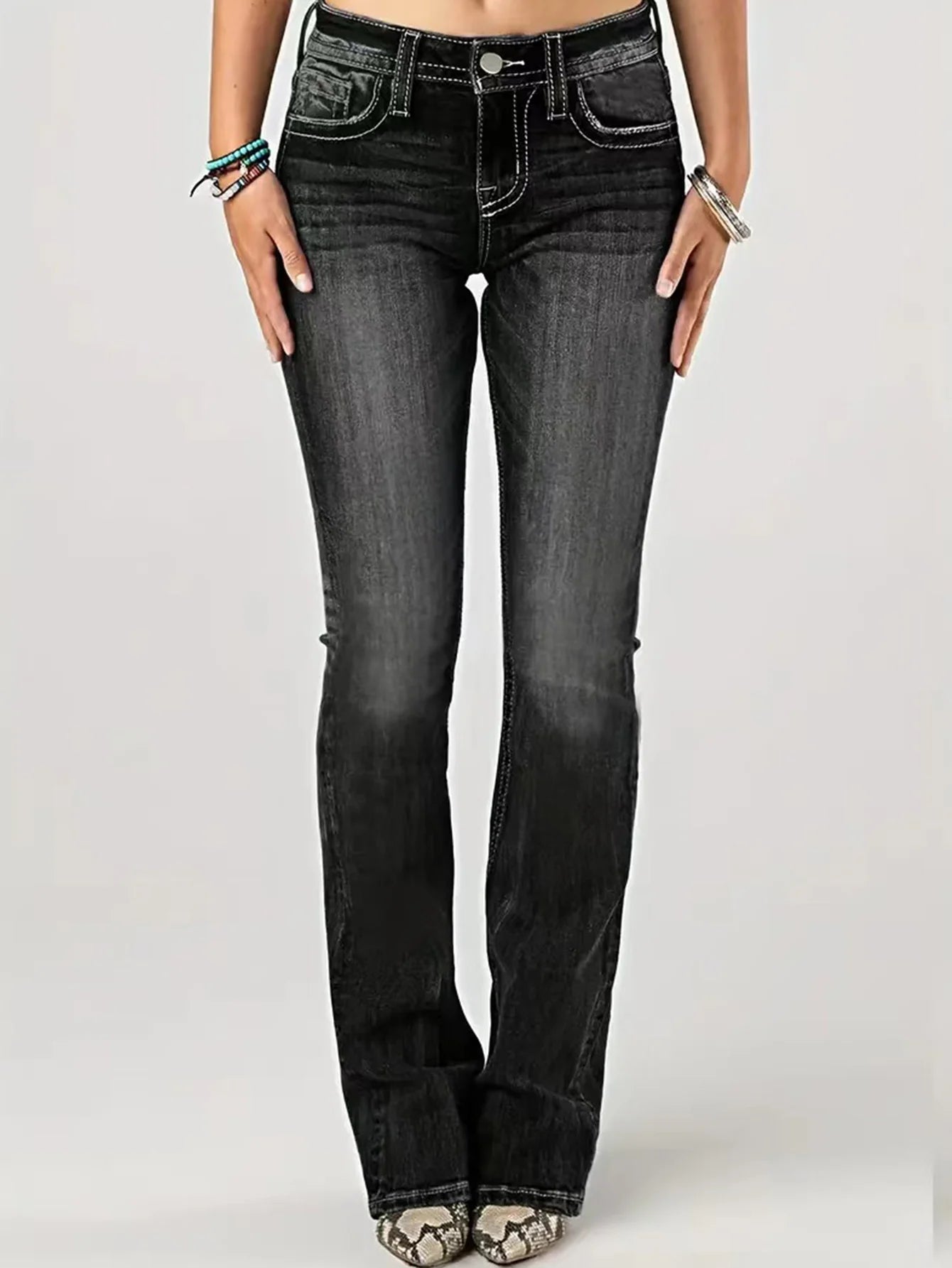 Women's Denim flared pants European and American style casual jeans suitable for daily travel