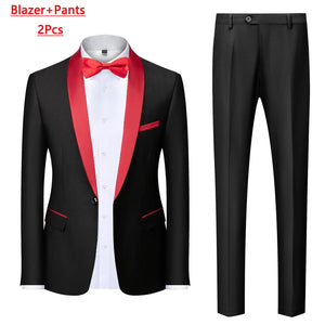Men's Casual Business Have Smoking Suit High End Brand Boutique Fashion Blazer Vest Pants Groom Wedding Dress Party Suit