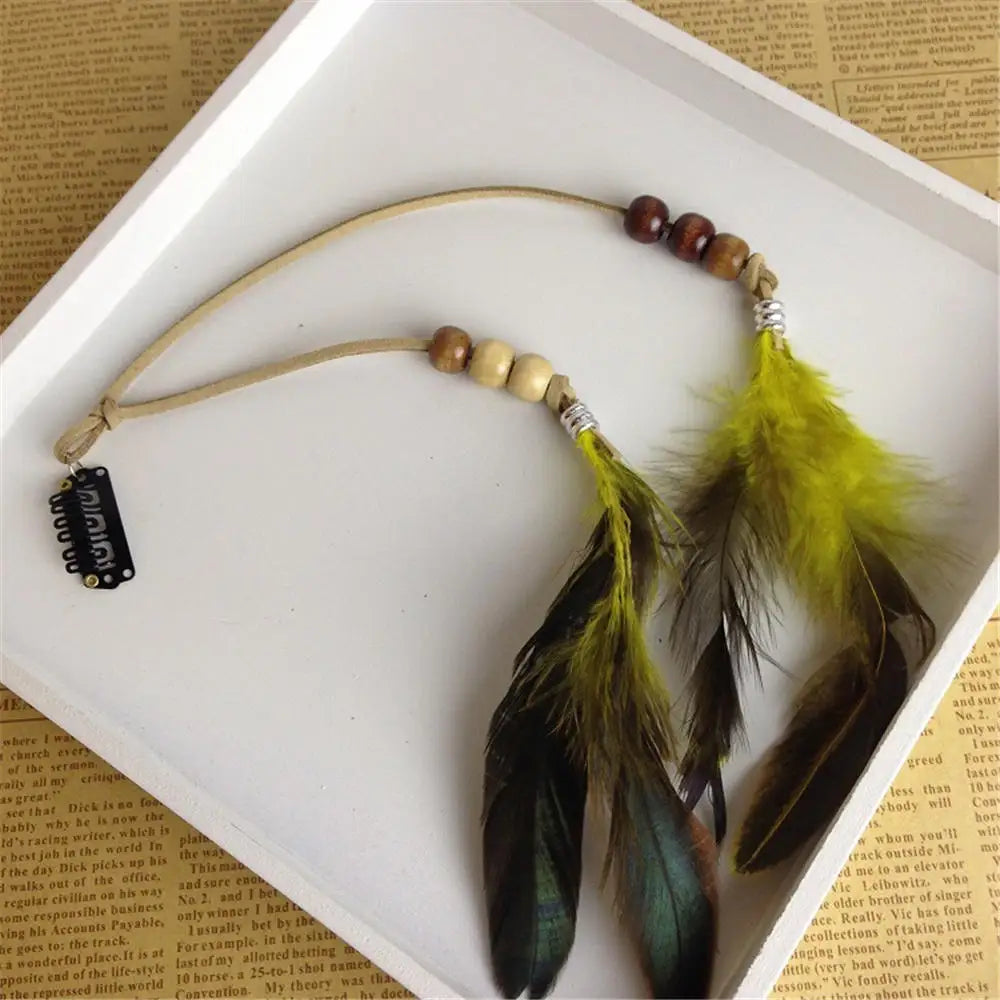 Bohemian Feather Hairband Women's Festive Masquerade Carnival Hippies  Indian Prom Gypsy Long Tassel Hair Accessories