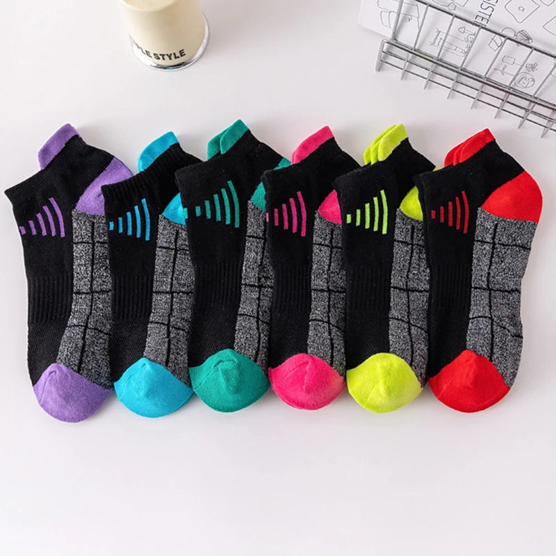 6 Pairs Neutral Knitted Odor Proof Sports Socks Fashionable Stripes Sweat Absorbing Breathable Couple Running Casual Socks