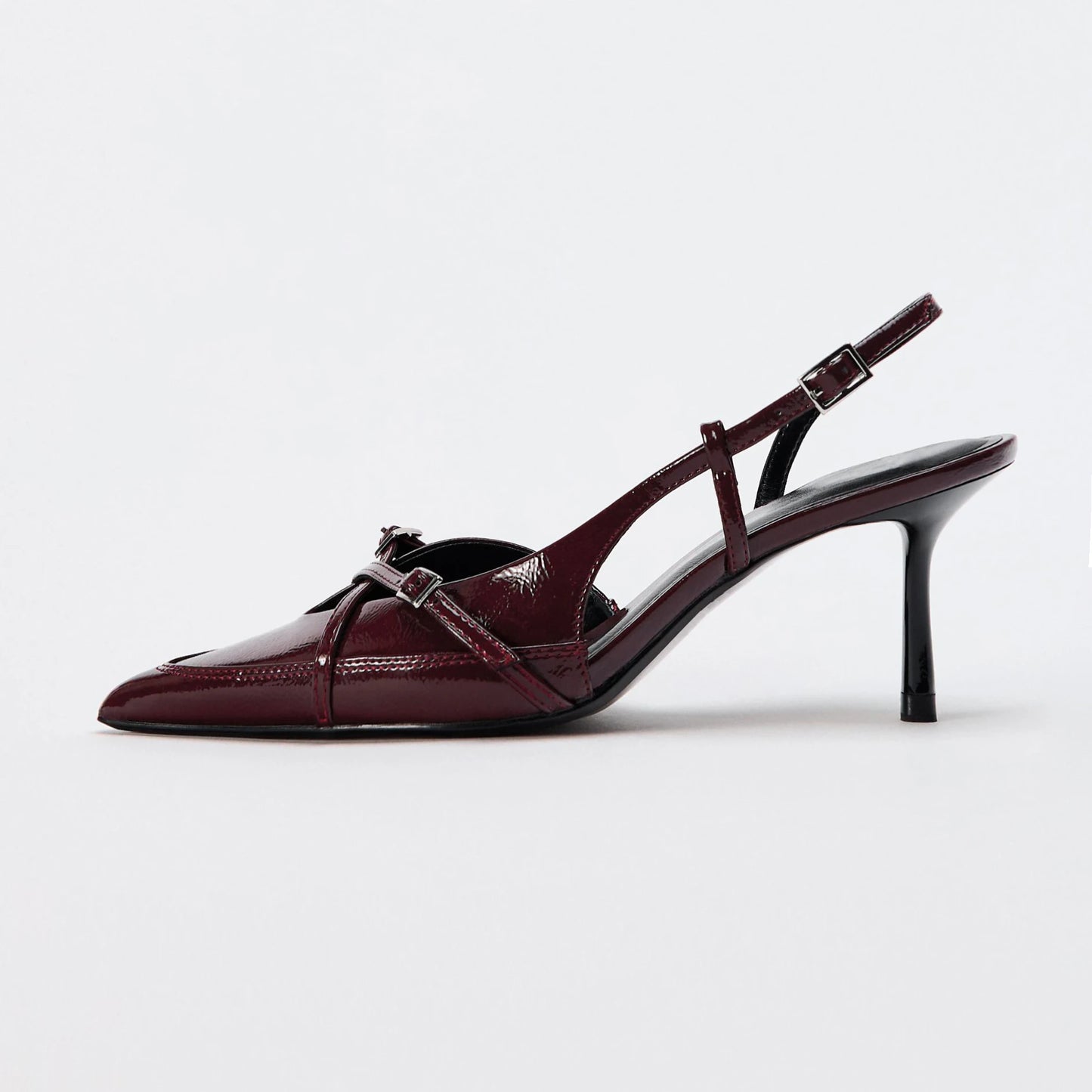 Sexy Women's High Heels Pumps Shoes Sandals Slingbacks Patent leather Pointed Toe Party Wedding Shoe Office Black