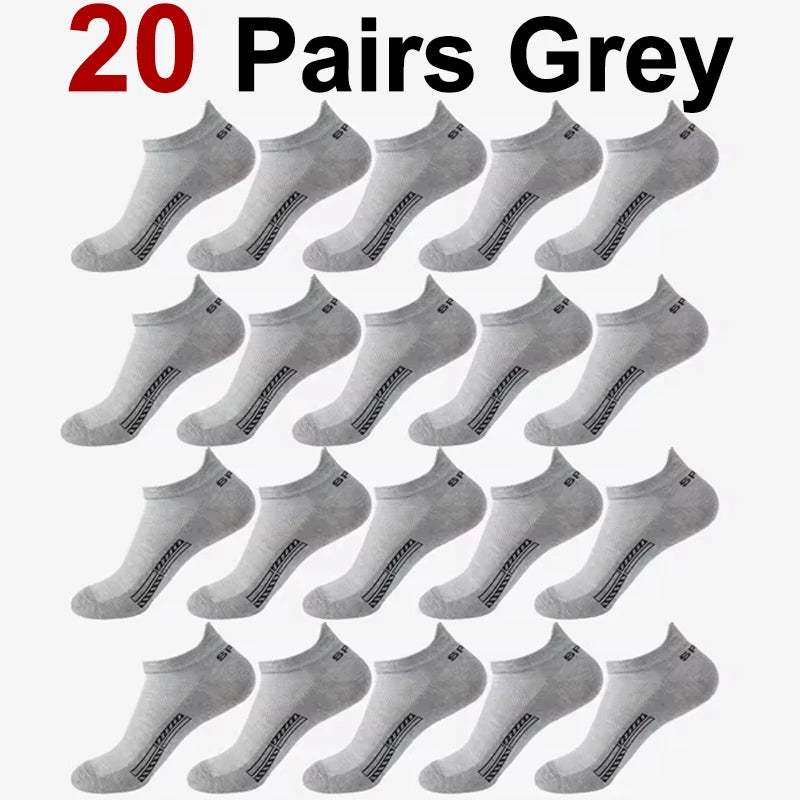 10/20 Pairs Men Short Socks Trendy High-Quality Low Cut Round Neck Ankle Socks Mesh Breathable Sports Casual Men Boat Socks