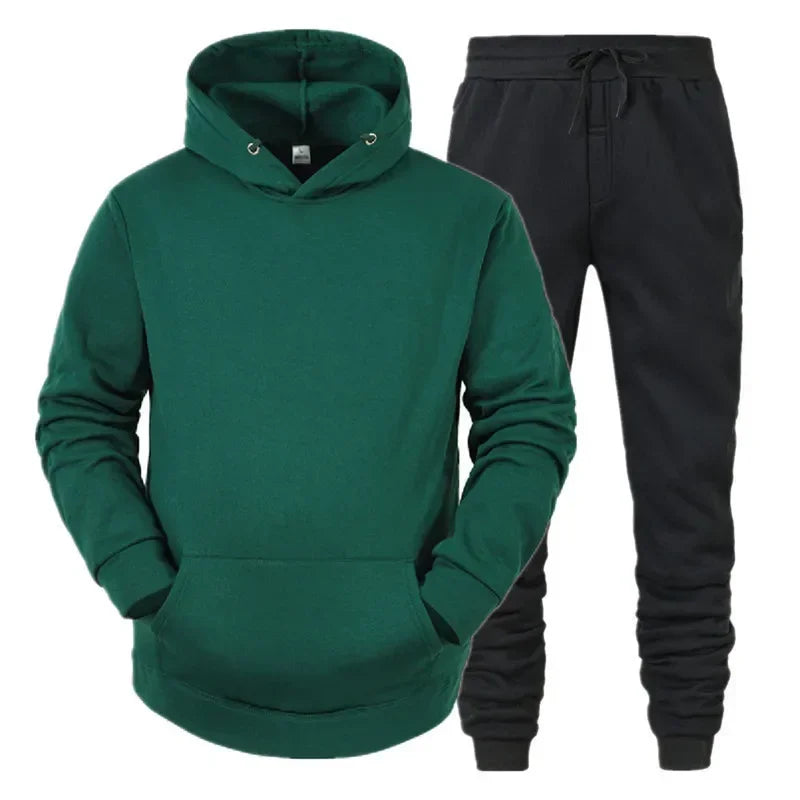Basic Men/Women 2Pcs/Sets Sweatshirt Hoodies Pants Male Gyms Fitness Tops Joggers Sportswear Tracksuits