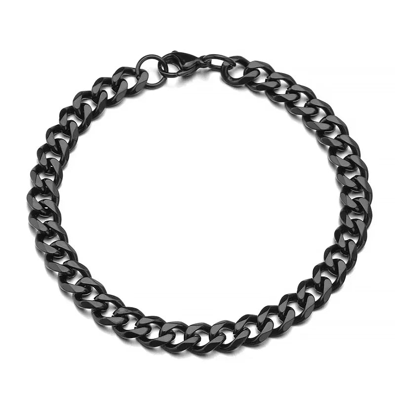 Fashion Stainless Steel Men Curb Cuban Chain Bracelets Women Bracelet on Hand Unisex Wrist Hand Jewelry