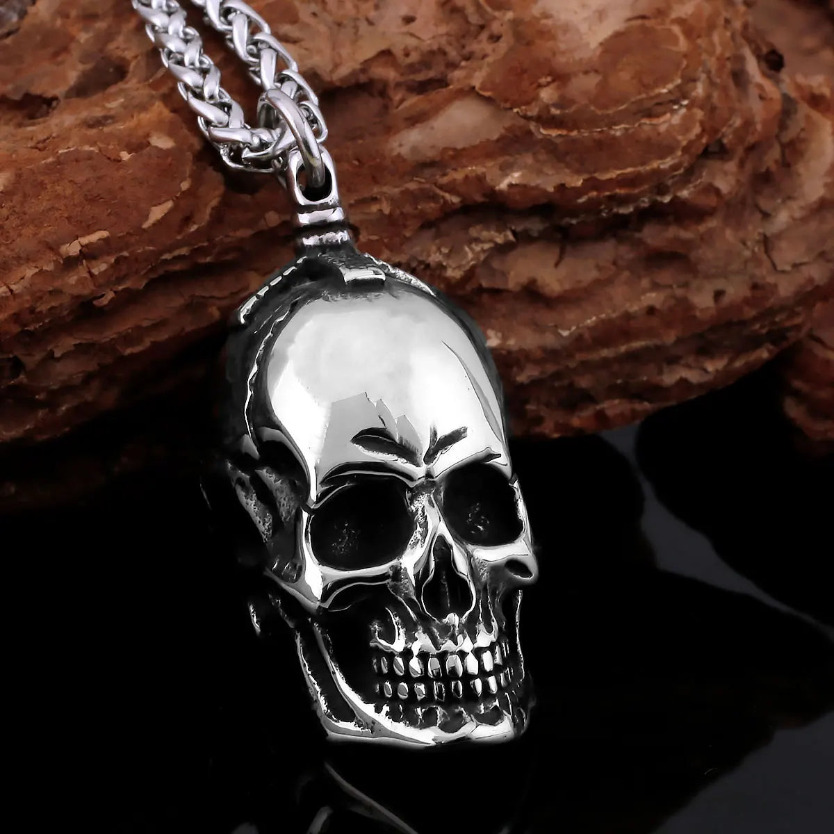 Creative 316L Stainless Steel Ghost Skull Necklace Vintage Viking Men's Neo-Gothic Fashion  Pendant Amulet