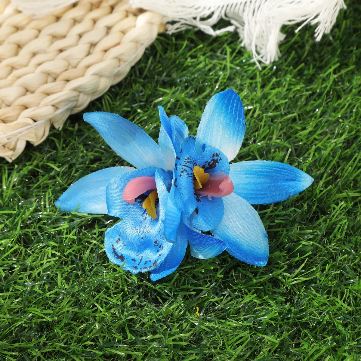 Orchid Flowers Hair Clips Bohemian Small Hairpin Barrette Beach Wedding Flower Women Holiday Hair Clip Hair Accessories