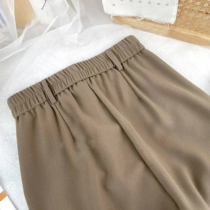 Fall Spring Suit Pants Women Fashion Elastic High Waist Casual Trousers Woman Solid Office Pant