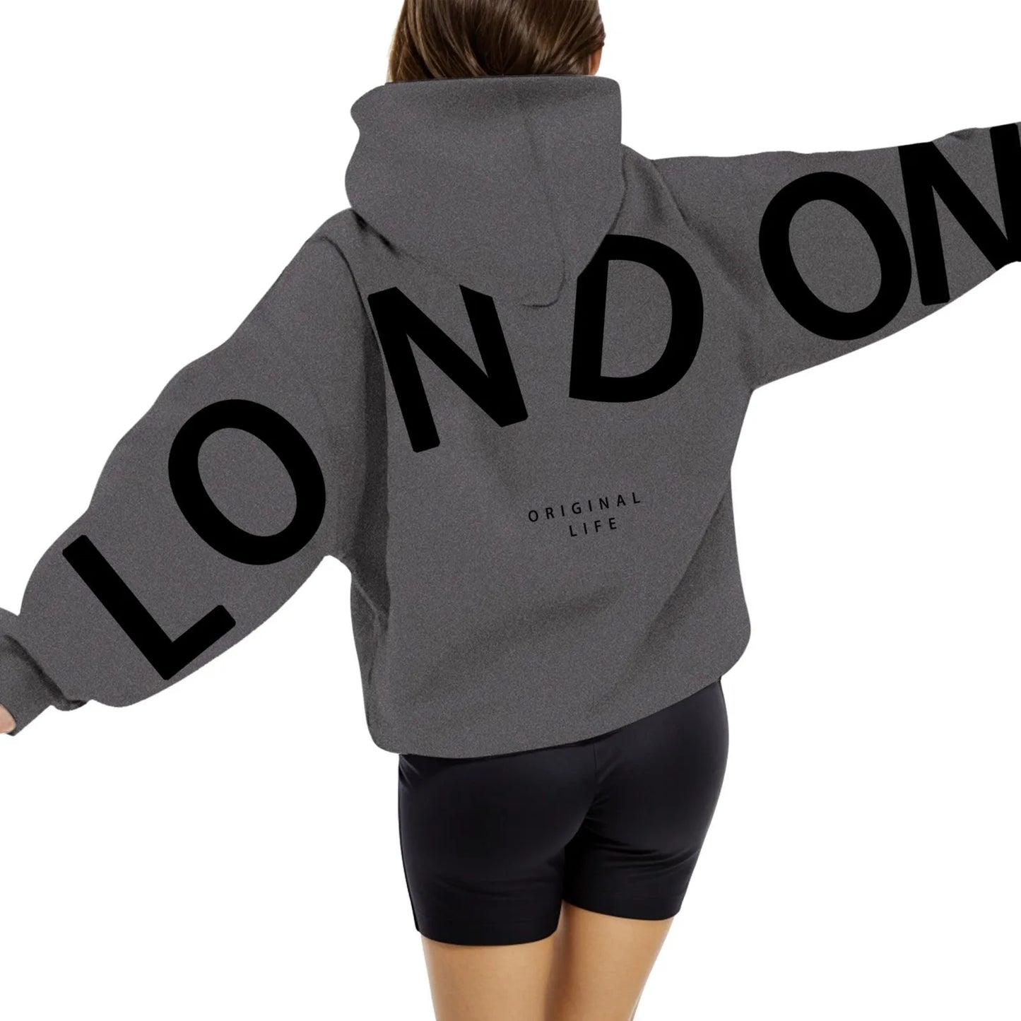 High Street Hip Hop Letter Print Women Hoodies Tops Oversize Sport Casual Long Sleeve Pullover Tops Sweatshirts