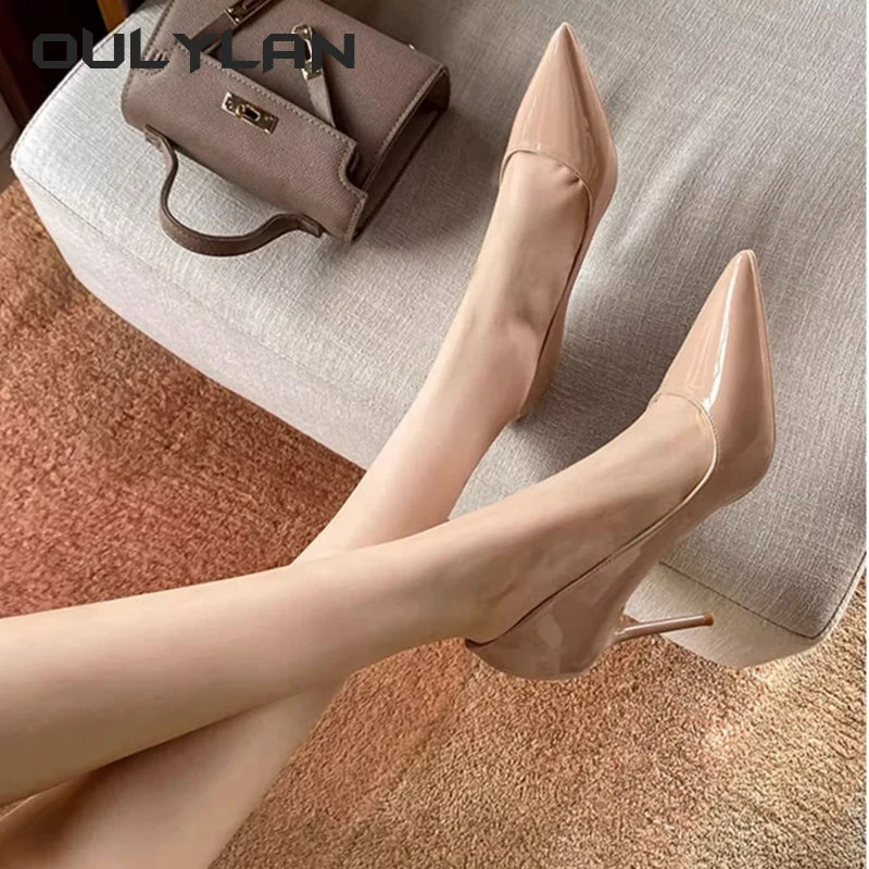 High Heels Sandals  Fashion Pointed Toe Slim Heels  Patent Leather