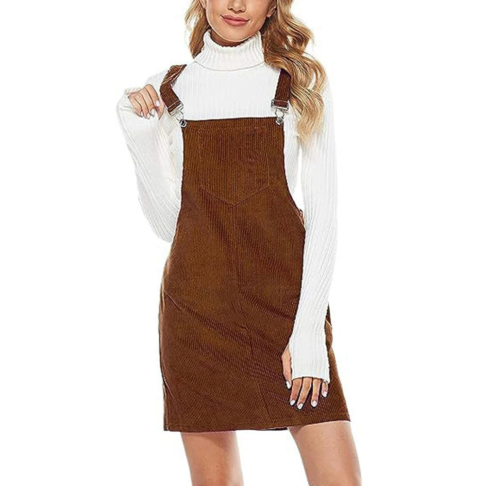 Corduroy A-line Mini Dress with Pockets