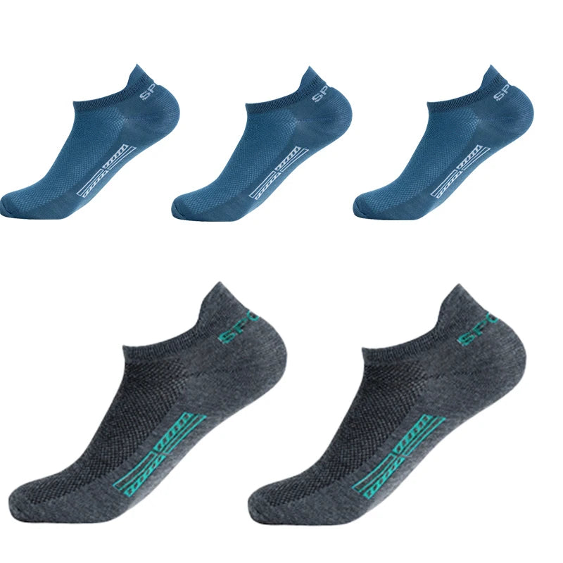 5 Pairs/Lot High Quality Men Ankle Socks Breathable Cotton Sports Mesh Casual Athletic Thin Cut Short Plus Size