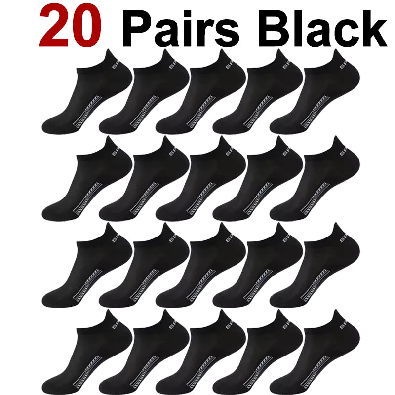 10/20 Pairs Men Short Socks Trendy High-Quality Low Cut Round Neck Ankle Socks Mesh Breathable Sports Casual Men Boat Socks