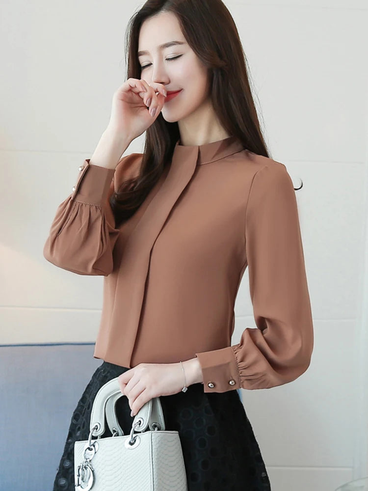 Long Sleeve Casual Chiffon Blouse  Office