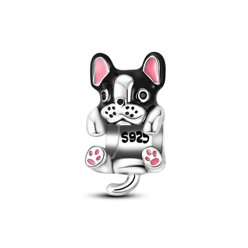 925 Sterling Silver Cute Pet Cat Dog Animal Beads Bracelet Charms