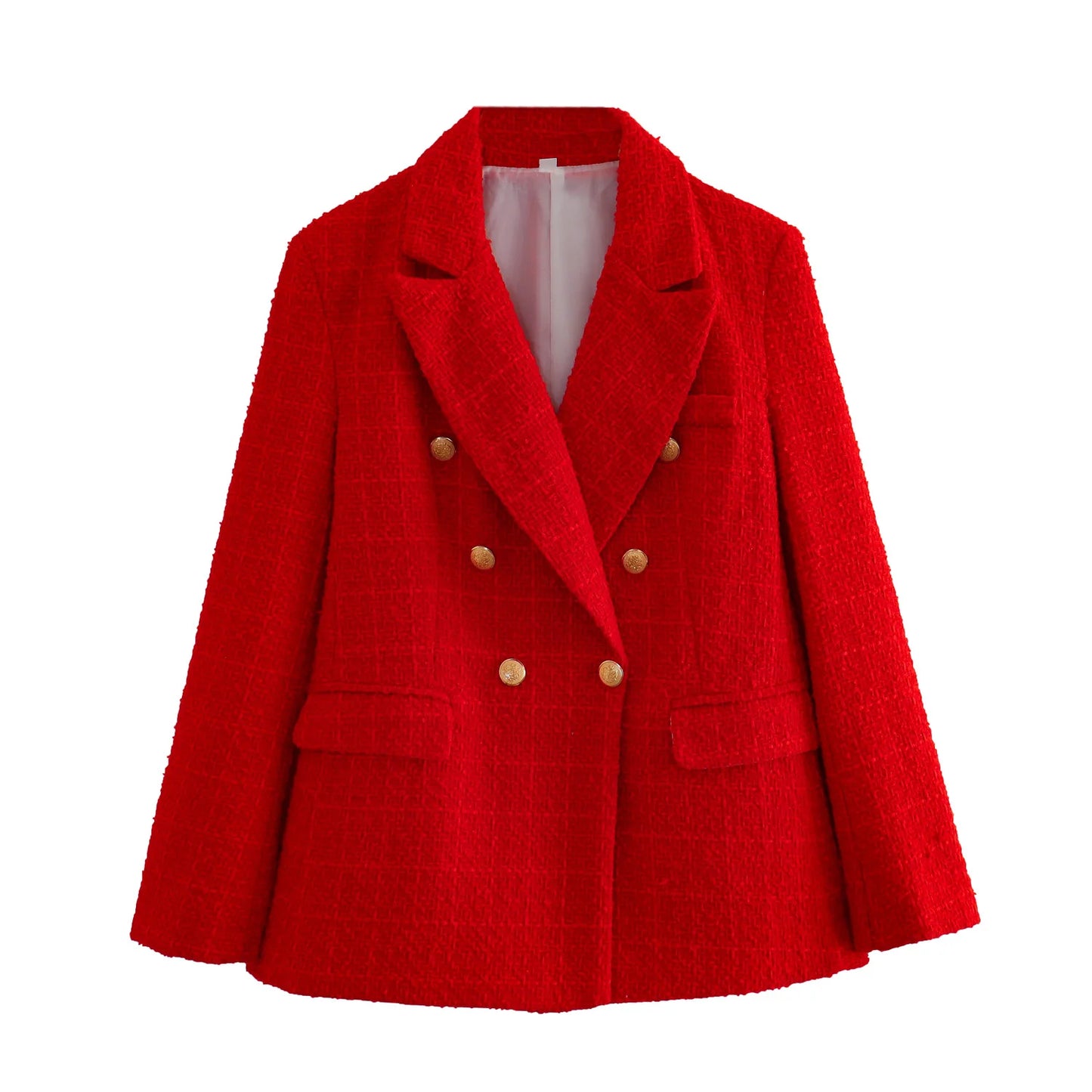 Autumn Women's Clothing Style Fashionable Versatile Texture Double breasted Mid length Suit Coat