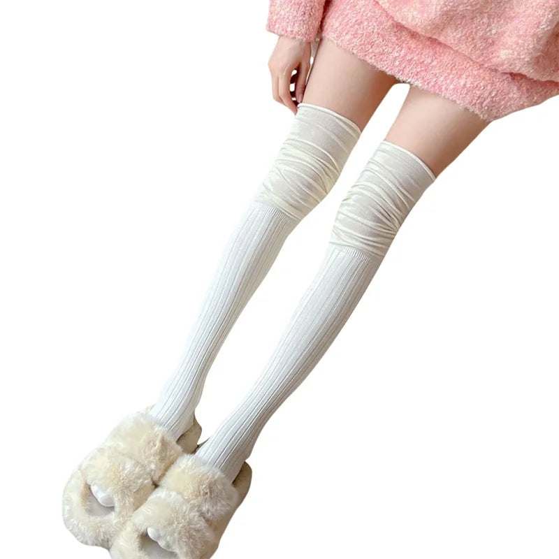 Cable Knit Over Knee Socks Soft Stretchy Stocking Thigh High Leg Warmers