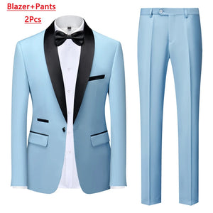 Men's Casual Business Have Smoking Suit High End Brand Boutique Fashion Blazer Vest Pants Groom Wedding Dress Party Suit