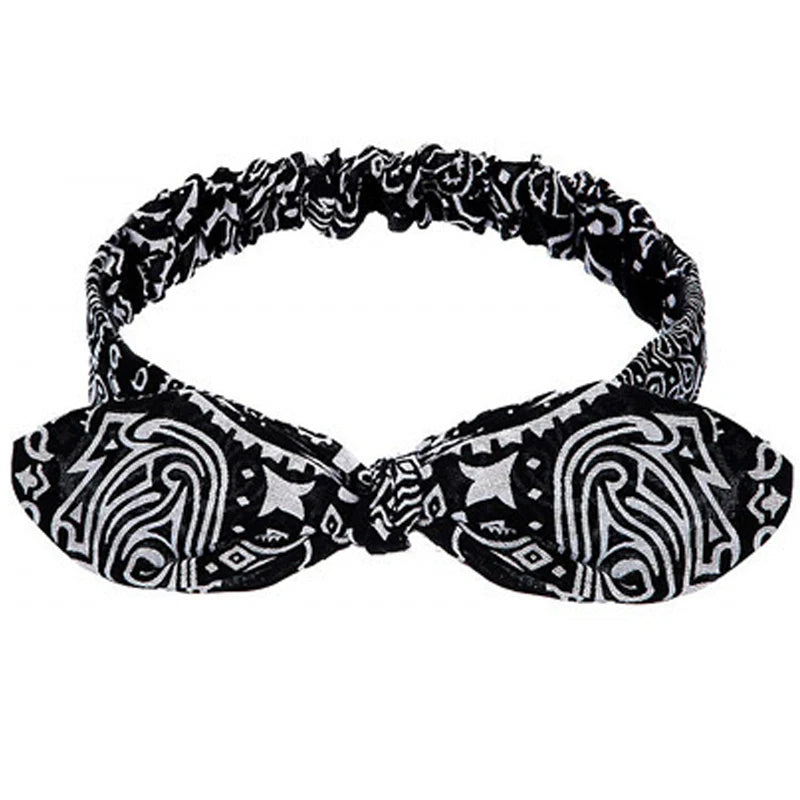 Boho Women Soft Solid Print Headbands Vintage Cross Knot Elastic Hairbands Turban Bandanas Hair Bands Hair Accessories